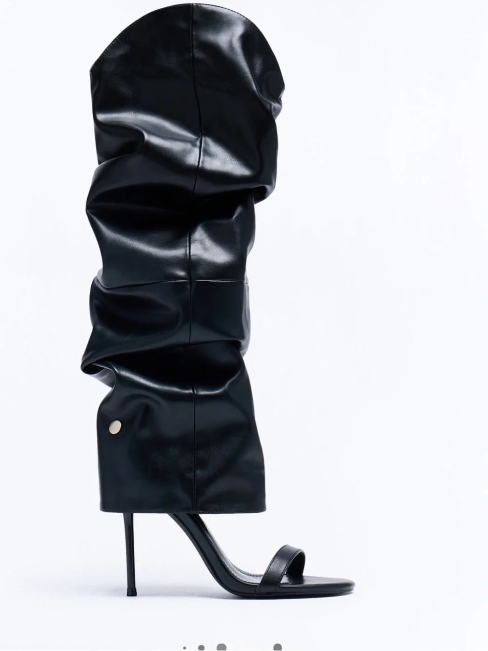 Fashion Nova TWo-in-one Black Ankle-Strap Stiletto Sandals/Boots